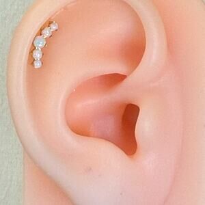Gold Plated Titanium Crescent Opal Topper 18G/16G internally threaded